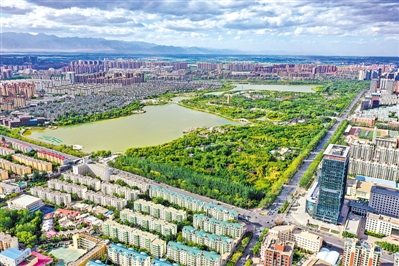<p>　　兴庆区鸟瞰。</p>