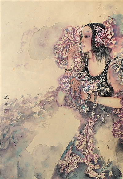 <p>　　花语（国画）　　　　　孙燕</p>