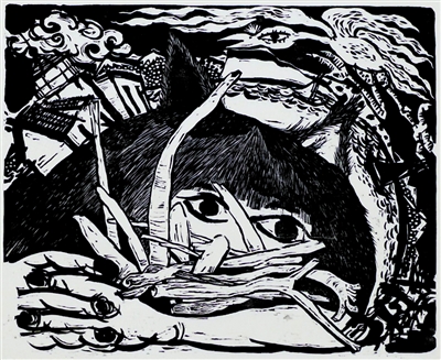 <p>　　法兰克（木刻版画）　　　　　　　　　　张璟</p>