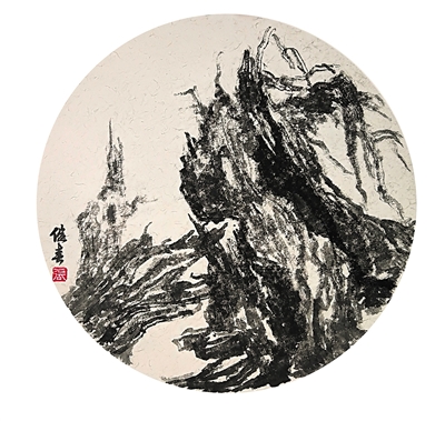  p>  塔克拉玛干沙漠胡杨系列之一(国画)   张继春 /p>