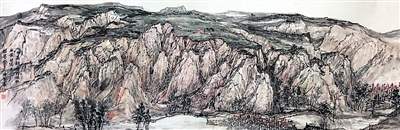 <p>　　陕北麻黄梁水墨写生之一</p>