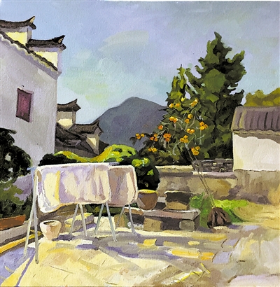 <p>　　出晴（油画）　逯蓉蓉　</p>