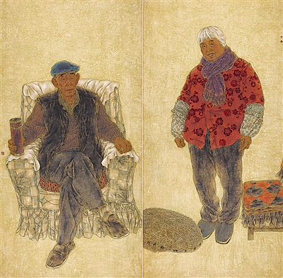 <p>　　我的父亲母亲（国画）　　　　　　卯芳</p>