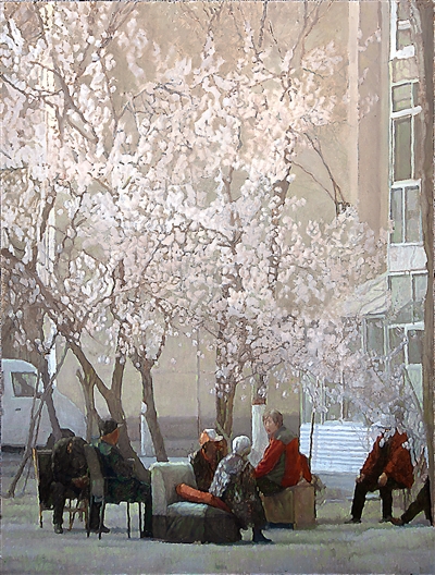 <p>　　杏花开（油画）　付时文</p>