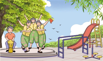    社区文化广场使居民在家门口就能享受高质量的文化服务。手绘 李雪