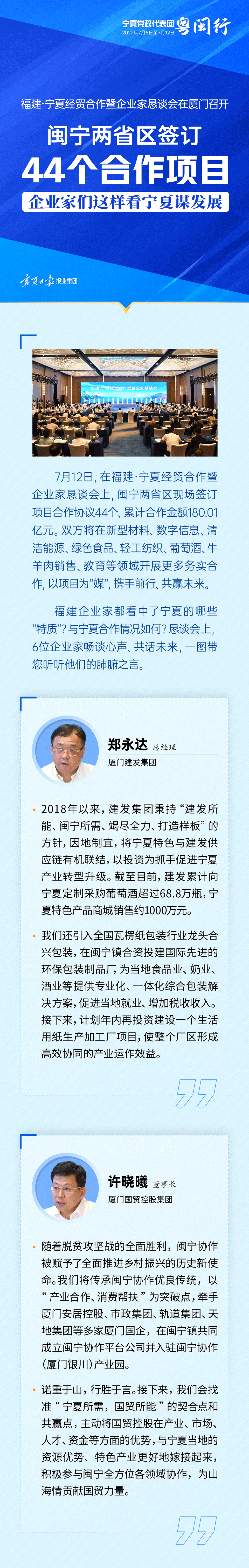 一图速览｜闽宁两省区签订44个合作项目——企业家们这样看宁夏谋发展