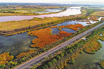 <p>　　黄河与青铜峡周边景观相映，秀丽壮美。“努力建设黄河流域生态保护和高质量发展先行区”，赋予了宁夏新的时代重任。　本报记者　左鸣远　摄</p>