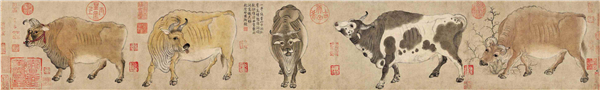 五牛图卷（国画）局部    唐    韩滉    故宫博物院藏