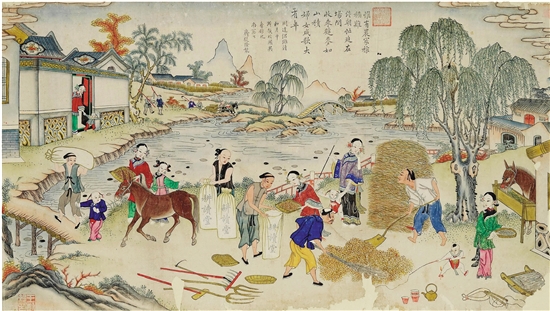 庄稼忙 58×102cm 天津杨柳青 纸本 清道光 中国美术馆藏