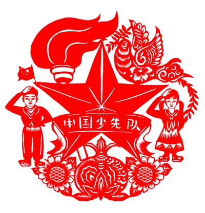     李剑剪纸《少年强则国强》。