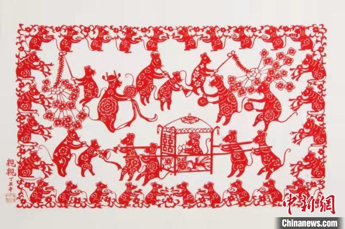 图为参展的“老鼠娶亲”木版年画。河北博物院供图