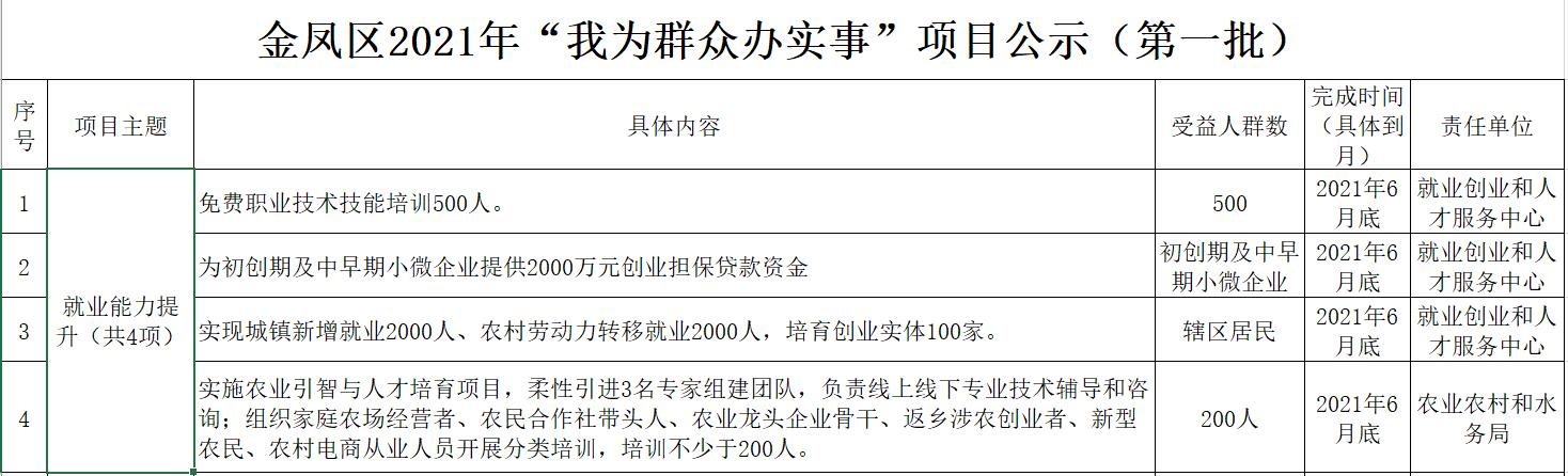 银川市金凤区党史学习教育“我为群众办实事”第一批项目公示