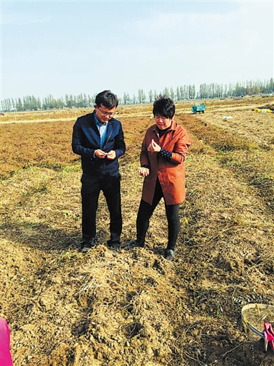 <p>　　杨春燕（右）深入农村调研。　　　　（图片由本人提供）</p>