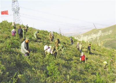 <p>　　城乡群众植树造林。</p>