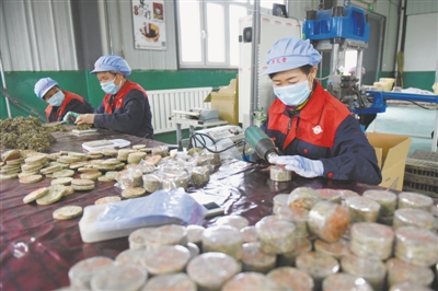 <p>　　西吉县偏城乡下堡村扶贫车间里，工人在进行艾草加工。</p><p>　　本报记者　党硕　摄</p>