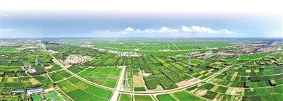 <p>　　从空中俯瞰，平罗县一块块农田依次铺开，美若画卷。</p>