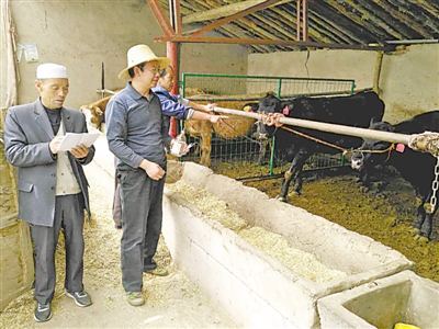 <p>　　技术人员正在教授村民养牛技巧。	　　（图片由受访者提供）</p>