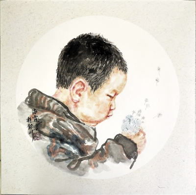<p>　　蒲公英（国画团扇）　赵海霞</p>