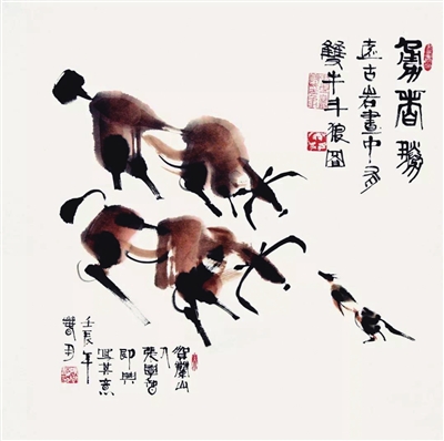     《勇者胜》纸本设色68×68cm2009年）