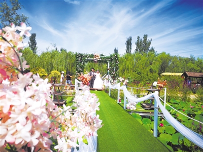 <p>　　沁园生态园的集体婚礼。</p>