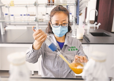 <p>　　宁夏中微泰克生物技术有限责任公司工作人员进行细菌培养液取样。</p>